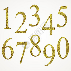 一组金属数字 矢量金色数字字体奢华公司字母贵宾金子宝石生日插图魅力图片
