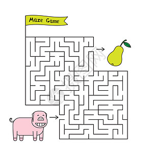 Cartoon 披羊迷宫游戏正方形打印孩子教育艺术动物群农场水果动物艺术品图片