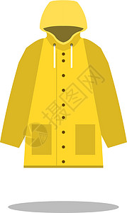 雨衣黄色图标圆形阴影矢量图案雨衣服装平面设计图片