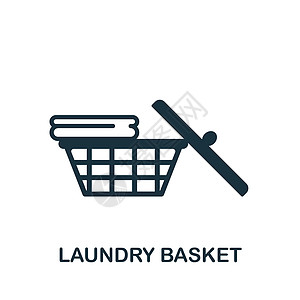 洗衣篮图标 浴室系列中的单色标志 用于网页设计信息图表和 mor 的创意洗衣篮图标插图图片