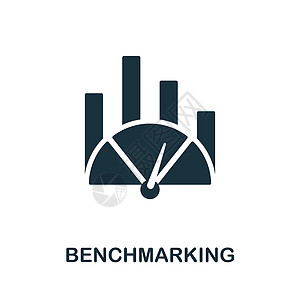 基准测试图标 来自数字转换集合的单色符号 用于网页设计 信息图表等的创意基准图标说明图片