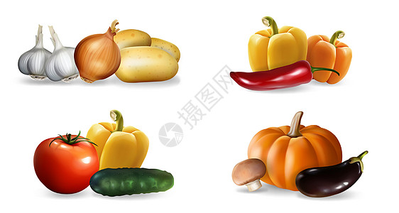 现实的蔬菜集 collectio胡椒涂鸦小样设计绘画厨房手绘菜花食物产品图片