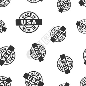 美国制造邮票无缝图案背景 商业平面矢量图 美国制造符号图案标签组装白色打印插图国家圆形证书产品海豹图片