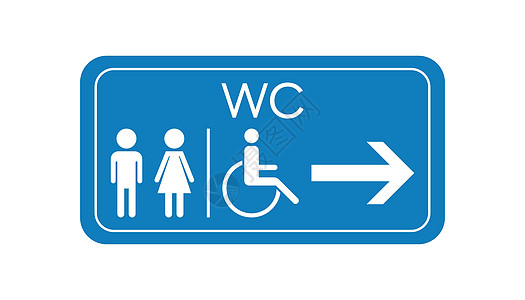 WC 厕所矢量图标 男人和女人在蓝板上签到洗手间卫生酒店民众标准女孩休息女士浴室飞机场指示牌图片
