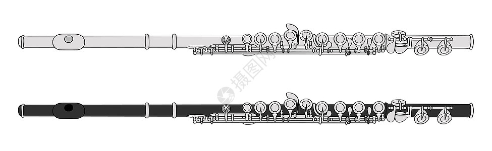长笛矢量集 木笛和银笛图片