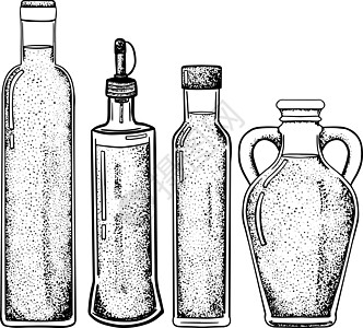 手绘矢量玻璃油瓶 复古素描风格的插图轮廓 装液体的玻璃瓶 手绘设计元素水壶草图白色瓶子标签化妆品植物雕刻绘画图片