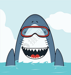 可爱的鲨鱼游泳 张开嘴闭着嘴图片