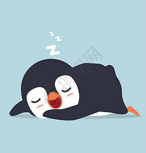 可爱的小企鹅睡眠涂鸦漫画图片