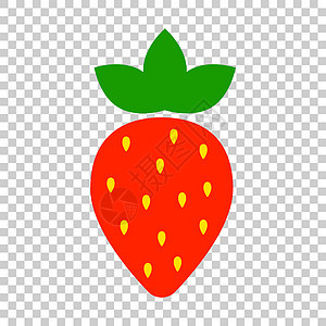 草莓果实标志矢量图标 成熟的浆果插图 孤立透明背景上的业务概念简单平面象形文字饮食甜点种子绿色食物水果红色白色团体季节图片
