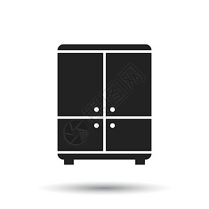 白色背景上的橱柜图标 用于商业营销互联网的现代平面象形图 用于网站设计的简单平面矢量符号风格梳妆台衣柜插图储物柜家庭地面架子床头图片