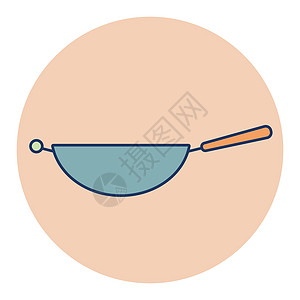 炒锅煎锅矢量图标 厨电标识盘子美食平底锅金属厨具插图烹饪食物餐厅图片
