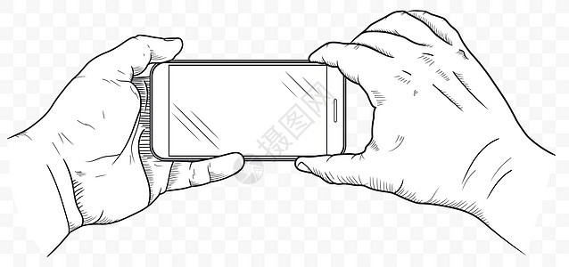 在手正面图的手机 手持空智能手机的草图 韦克托互联网按钮细胞触摸屏广告商业插图男人手指药片图片