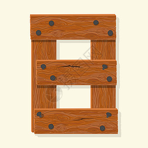 木数用钉子固定的木板数字字体 韦克托指甲橡木木工木材字母夹子材料粮食插图棕色图片
