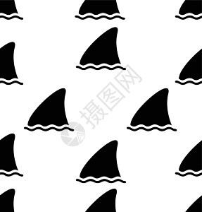 鲨鱼鳍图标无缝模式图片