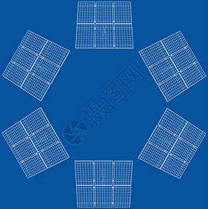 太阳能电池板概念  3 的矢量渲染建造业细胞阳光储蓄车站工程力量蓝图控制板能源图片