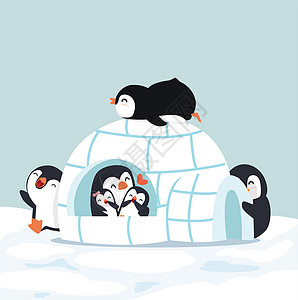 寒冬的冰屋 可爱的企鹅 Igloo冰屋图片