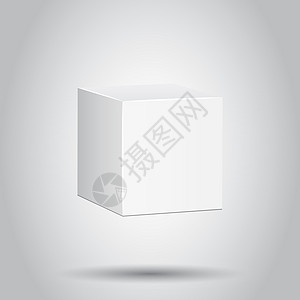 空白的白色纸箱 3d 框图标 孤立背景上的矢量图解 业务概念框包样机象形图图片
