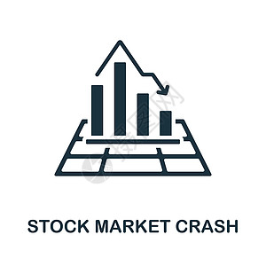 股市崩盘图标 经济危机系列中的单色标志 用于网页设计 信息图表等的创意股市崩盘图标说明图片