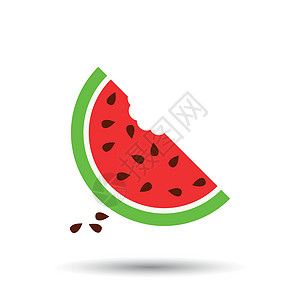 西瓜图标 白色背景上多汁的成熟水果圆形食物绿色种子红色网络饮食厨房插图标识图片
