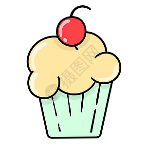 甜点蛋糕甜食 涂鸦图标图像背景图片