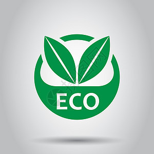 平面样式的生态标签徽章矢量图标 白色背景上的有机产品邮票插图 生态天然食品概念图片