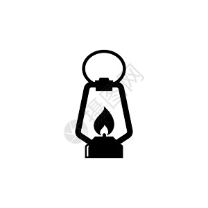 野营煤油灯 平面矢量图标说明 白色背景上的简单黑色符号 用于 web 和移动 UI 元素的野营煤油灯标志设计模板图片