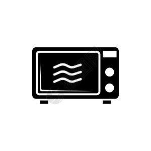 机械电动厨房微波炉 平面矢量图标说明 白色背景上的简单黑色符号 用于 web 和移动 UI 元素的机械厨房微波炉标志设计模板图片