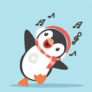 围巾和耳毛卡通中的可爱企鹅图片