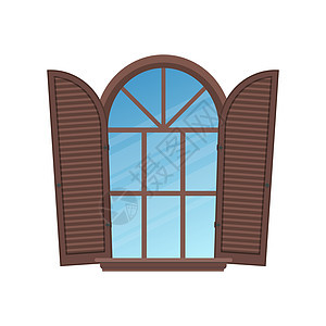 带有意大利式安全百叶窗的近孔拱形窗口图片