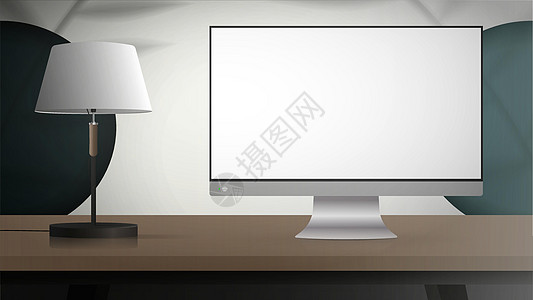 监控白屏 带阴影和架子的工作室背景空间 写实风格的白色工作室 向量图片