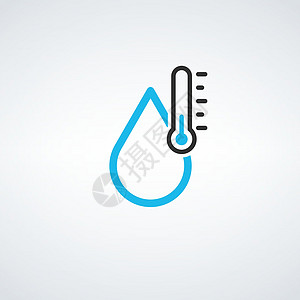 水温计用于测量冷热液体温度的温度仪器气象学 在白色背景上孤立的股票矢量图交通警告引擎传感器温度计学位仪表摄氏度天气标识图片