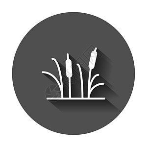扁平风格的芦苇草图标 芦苇沼泽矢量图和长长的阴影 芦苇叶经营理念贴纸白色植物学环境绘画植物叶子插图香蒲甘蔗图片