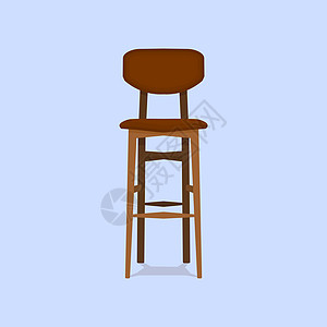 蓝色背景上的木吧椅详细的单一对象现实设计矢量它制作图案图片