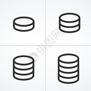 数据库图标集 存储网络符号 数据管理图标 在白色背景上孤立的股票矢量图工具圆柱安全互联网服务器贮存电脑网站技术托管图片