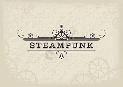 矢量Steampunk 标签装饰艺术框架漩涡风格书法波峰婚礼古董精制图片