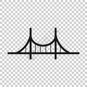 透明风格的桥梁标志图标 孤立背景上的吊桥矢量图解 道路经营理念木头平台地标光束绳索障碍旅行街道吊带工程师图片