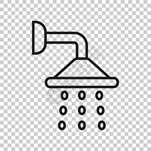 透明风格的淋浴标志图标 浴室水设备矢量插图在孤立的背景下 洗涤经营理念卫生间温泉盆地龙头卫生中风浴缸水滴溪流房间图片