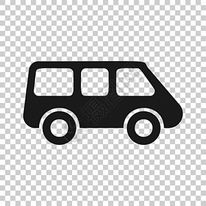 透明风格的客运小型货车标志图标 孤立背景下的汽车巴士矢量图解 送货卡车横幅经营理念图片