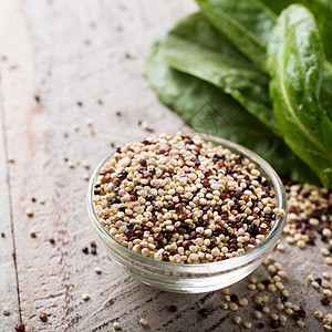 混杂生原quinoa美食营养核心纤维玻璃早餐食物麸质种子烹饪图片