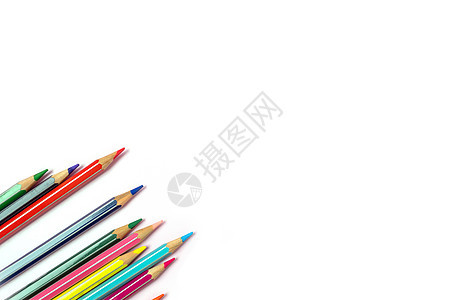 白色背景 右上角和文字间距的白底面分隔色铅笔背景图片