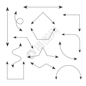 双箭头设置带有虚线可编辑笔划和可移动端点的图标 图表的几何箭头 在白色背景上孤立的股票矢量图零售折叠圆圈黑色螺旋插图绘画运动团体背景图片