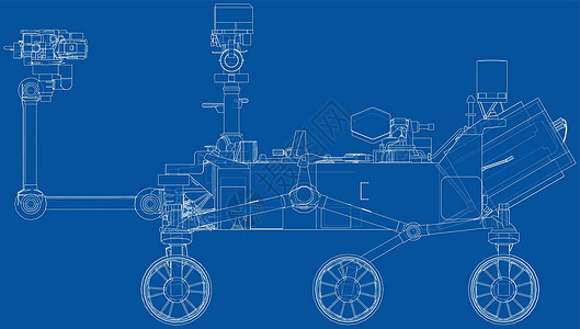 火星探测器  3 的矢量渲染成就外星人蓝图气氛飞船机器人草图绘画精神探险家图片