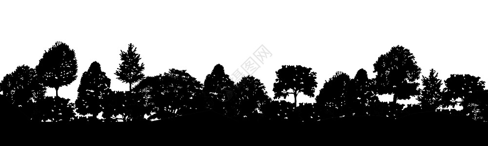 森林树木剪影自然野生景观详细说明背景 vecto图片