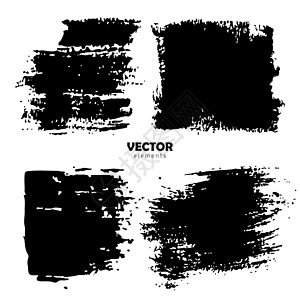 在白色背景上以黑色设置画笔形状矢量描边 手绘田庄元素 水墨画 肮脏的艺术设计 文本引用信息公司名称的位置织物墨水条纹中风打印拉丝图片