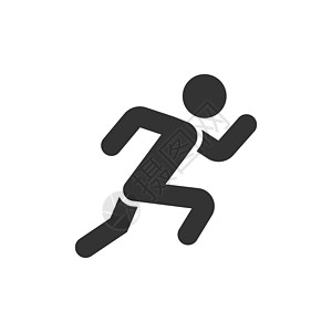 以平面样式运行人物图标 在孤立的白色背景上跳转矢量图解 健身经营理念男性竞赛运动员闲暇赛跑者运动短跑训练商业活动图片