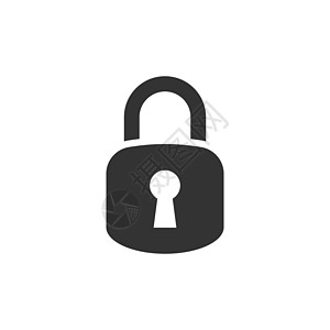 平面样式的挂锁图标 在孤立的白色背景上锁定矢量图解 私人经营理念按钮编码锁孔储物柜互联网钥匙代码隐私秘密插图图片