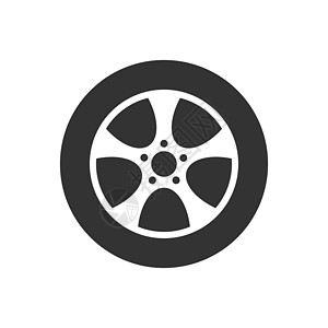 平面样式的车轮图标 孤立在白色背景上的车辆零件矢量图解 轮胎经营理念圆圈卡车圆形机器汽车维修驾驶运输插图磁盘图片