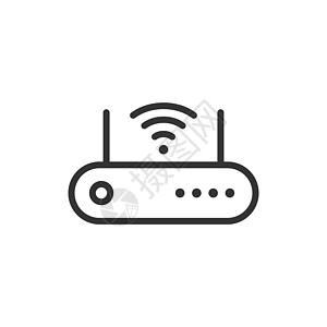 平面样式的 Wifi 路由器图标 白色孤立背景上的宽带矢量插图 互联网连接经营理念无线天线网络办公室电子技术数据信号电脑网关图片