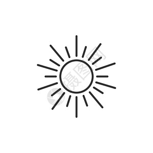 平面样式的太阳图标 白色孤立背景上的阳光符号矢量图解 日光经营理念射线网络强光晴天日落绘画气候活力天气插图图片