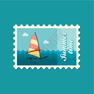 董事会风浪邮票 夏天 度假海滩邮政邮戳插图冲浪冲浪板假期帆板木板邮票图片